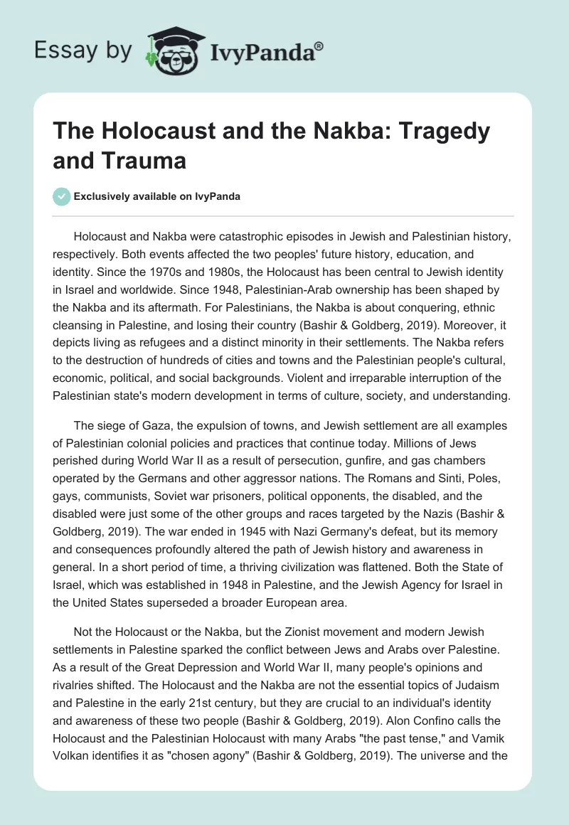 The Holocaust and the Nakba: Tragedy and Trauma. Page 1
