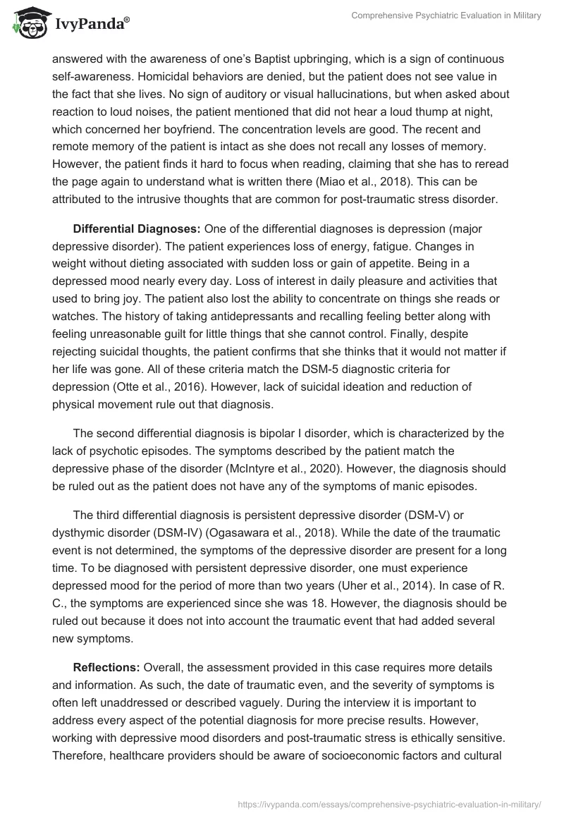 Comprehensive Psychiatric Evaluation in Military. Page 4