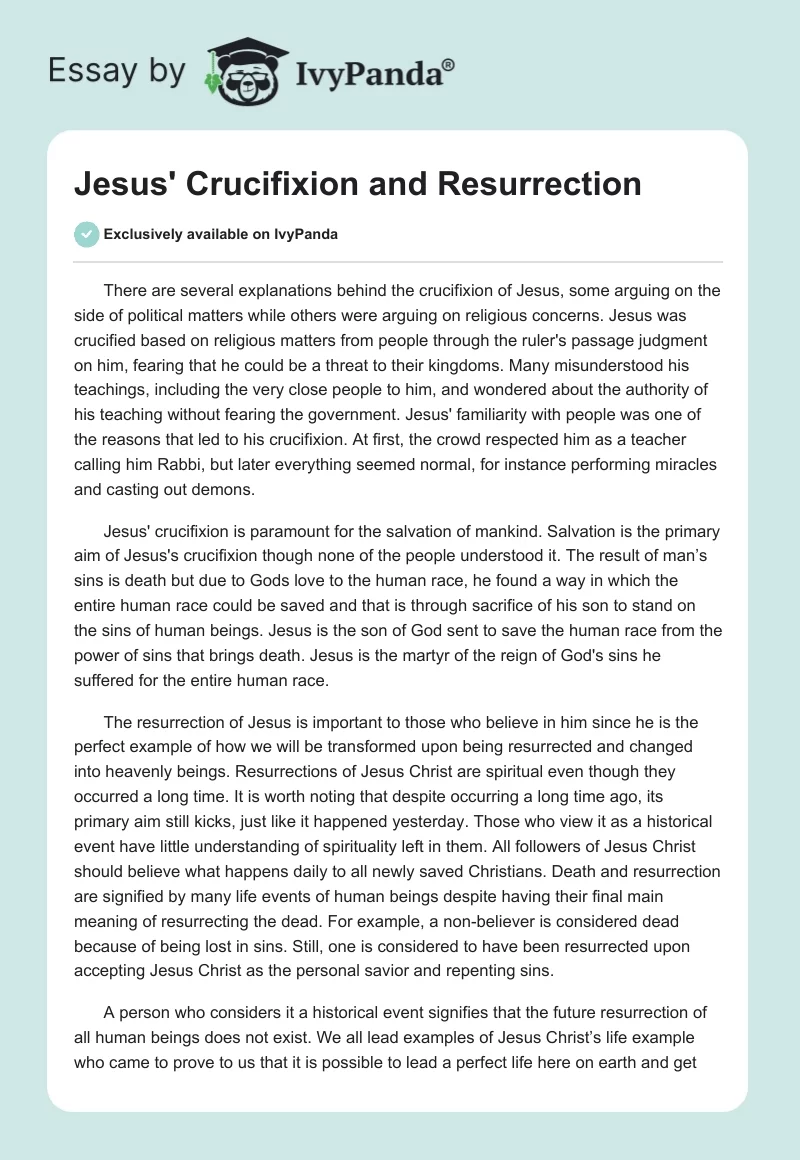 Jesus' Crucifixion and Resurrection. Page 1