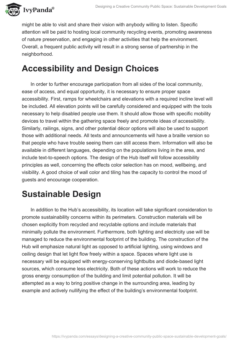 Designing a Creative Community Public Space: Sustainable Development Goals. Page 3