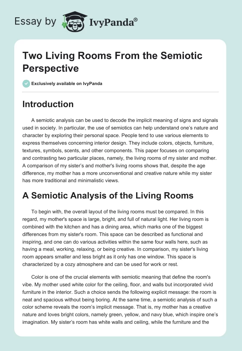 Two Living Rooms From the Semiotic Perspective. Page 1