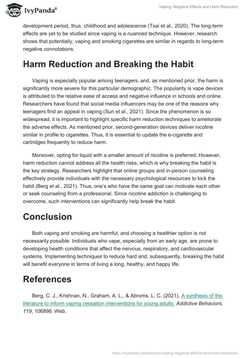 Vaping: Negative Effects and Harm Reduction. Page 2