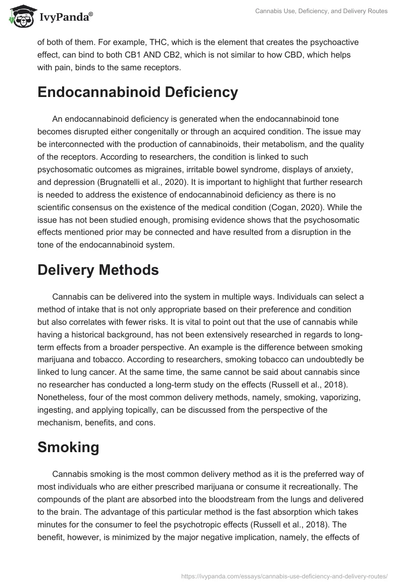Cannabis Use, Deficiency, and Delivery Routes. Page 2