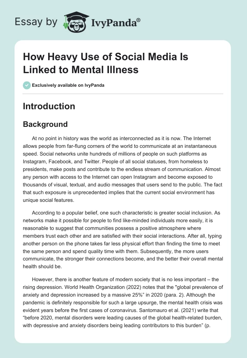 How Heavy Use of Social Media Is Linked to Mental Illness. Page 1