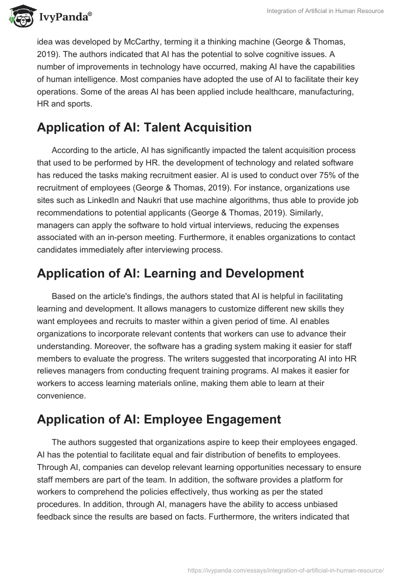 Integration of Artificial in Human Resource. Page 3
