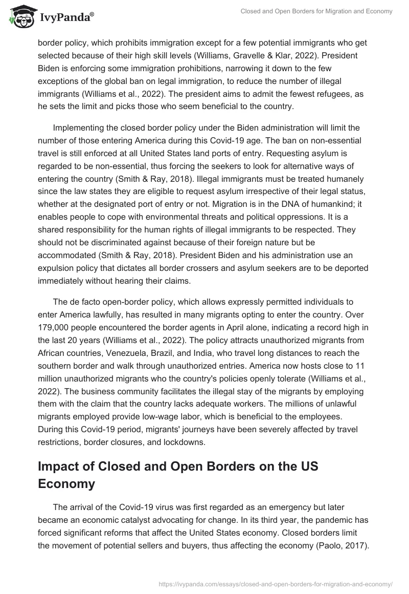 Closed and Open Borders for Migration and Economy. Page 2