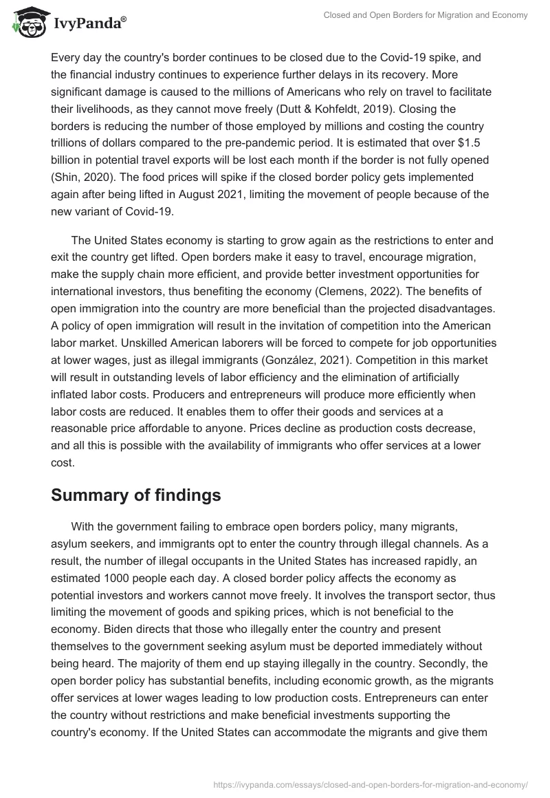 Closed and Open Borders for Migration and Economy. Page 3
