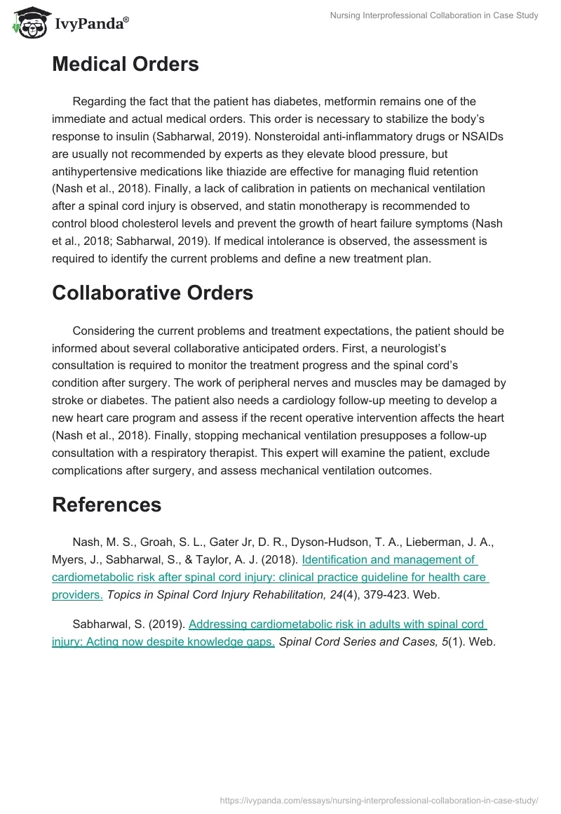 Nursing Interprofessional Collaboration in Case Study. Page 2