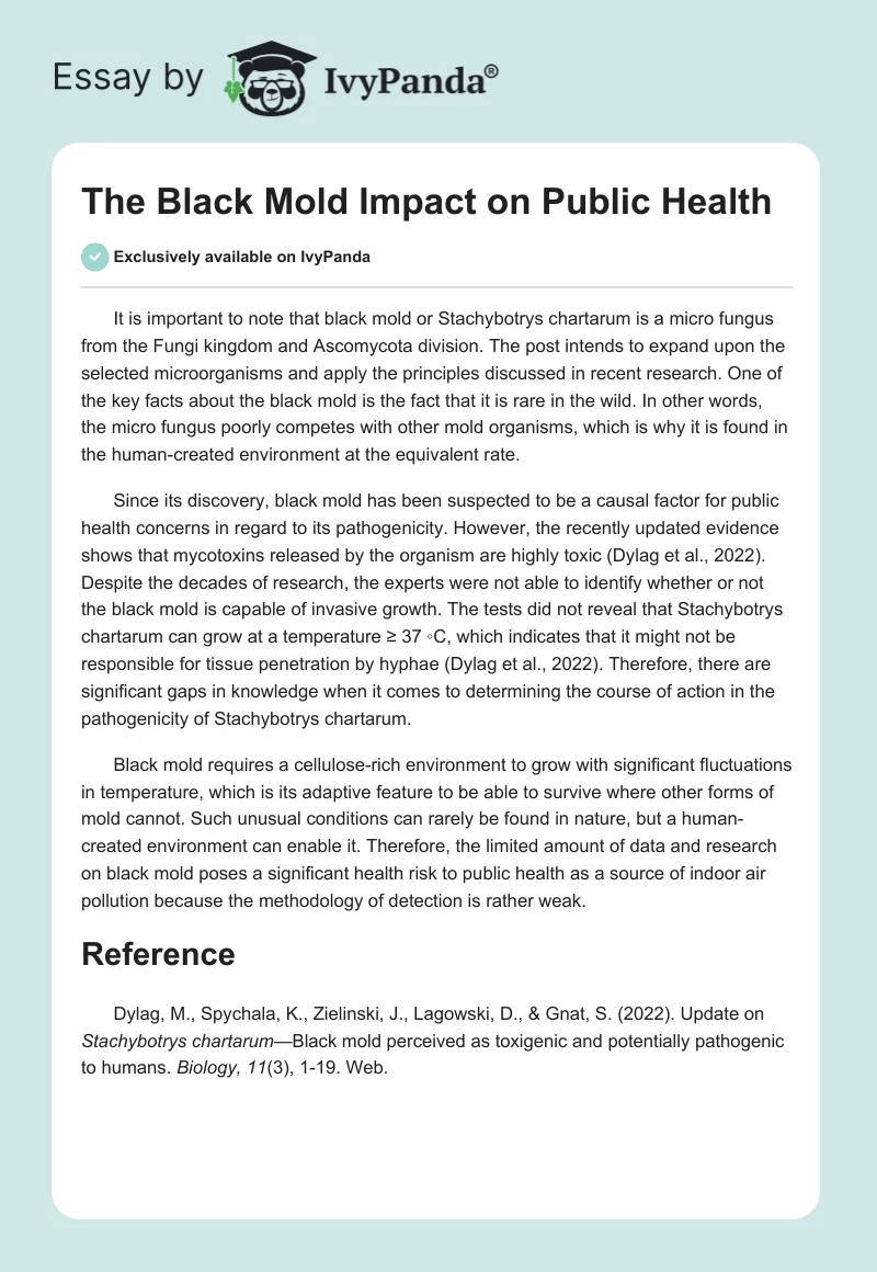 The Black Mold Impact on Public Health. Page 1