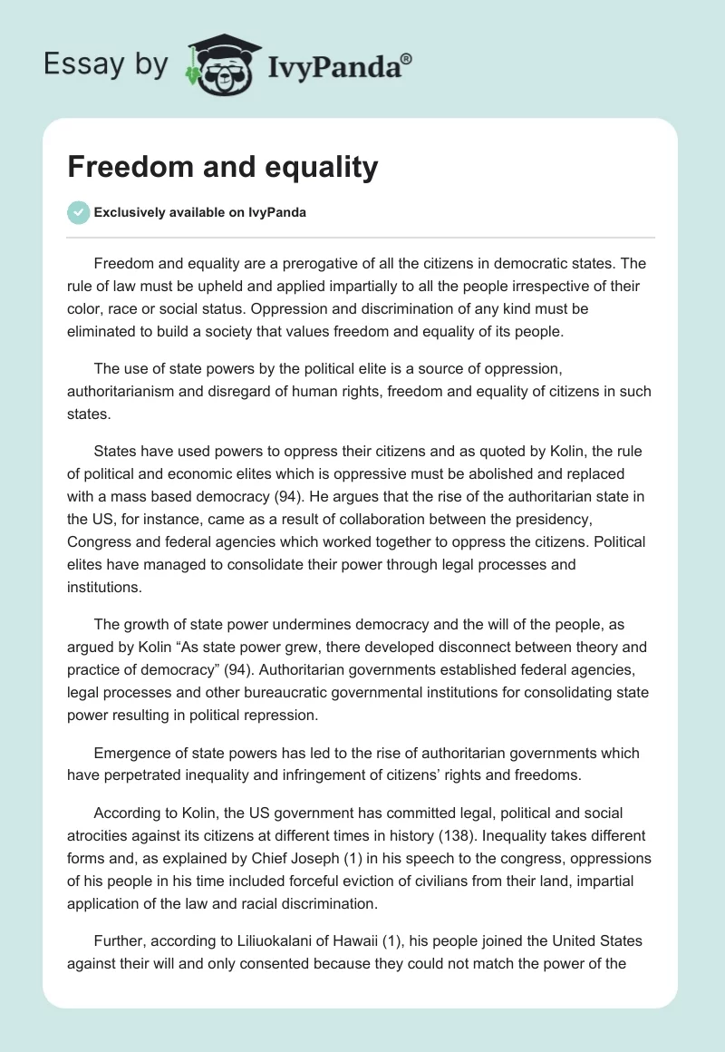 Freedom and equality. Page 1