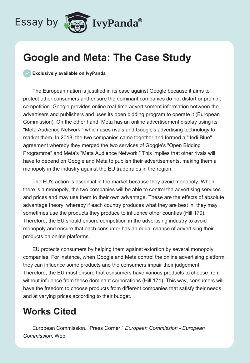 Google and Meta: The Case Study. Page 1