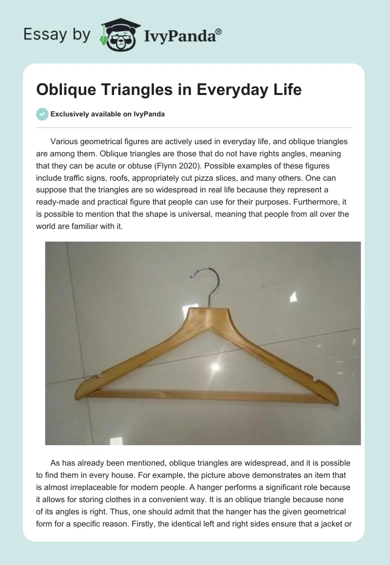 Oblique Triangles in Everyday Life. Page 1