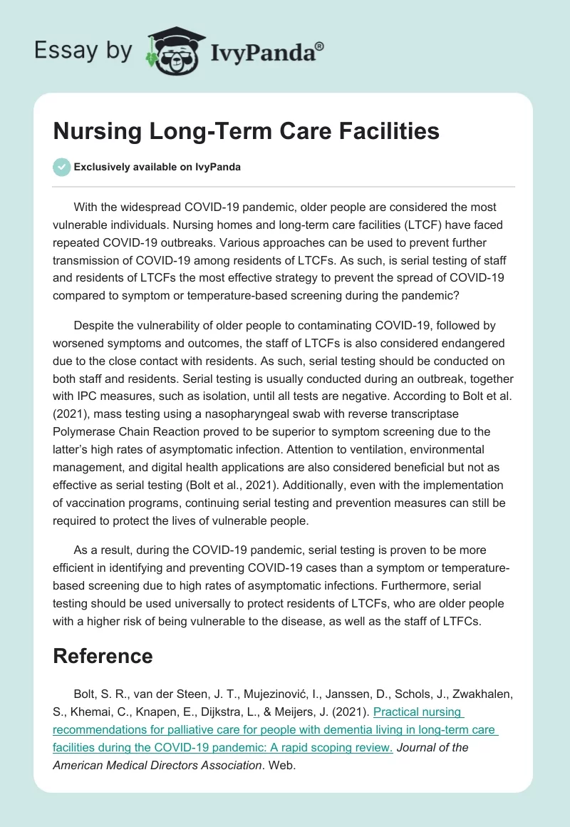 Nursing Long-Term Care Facilities. Page 1