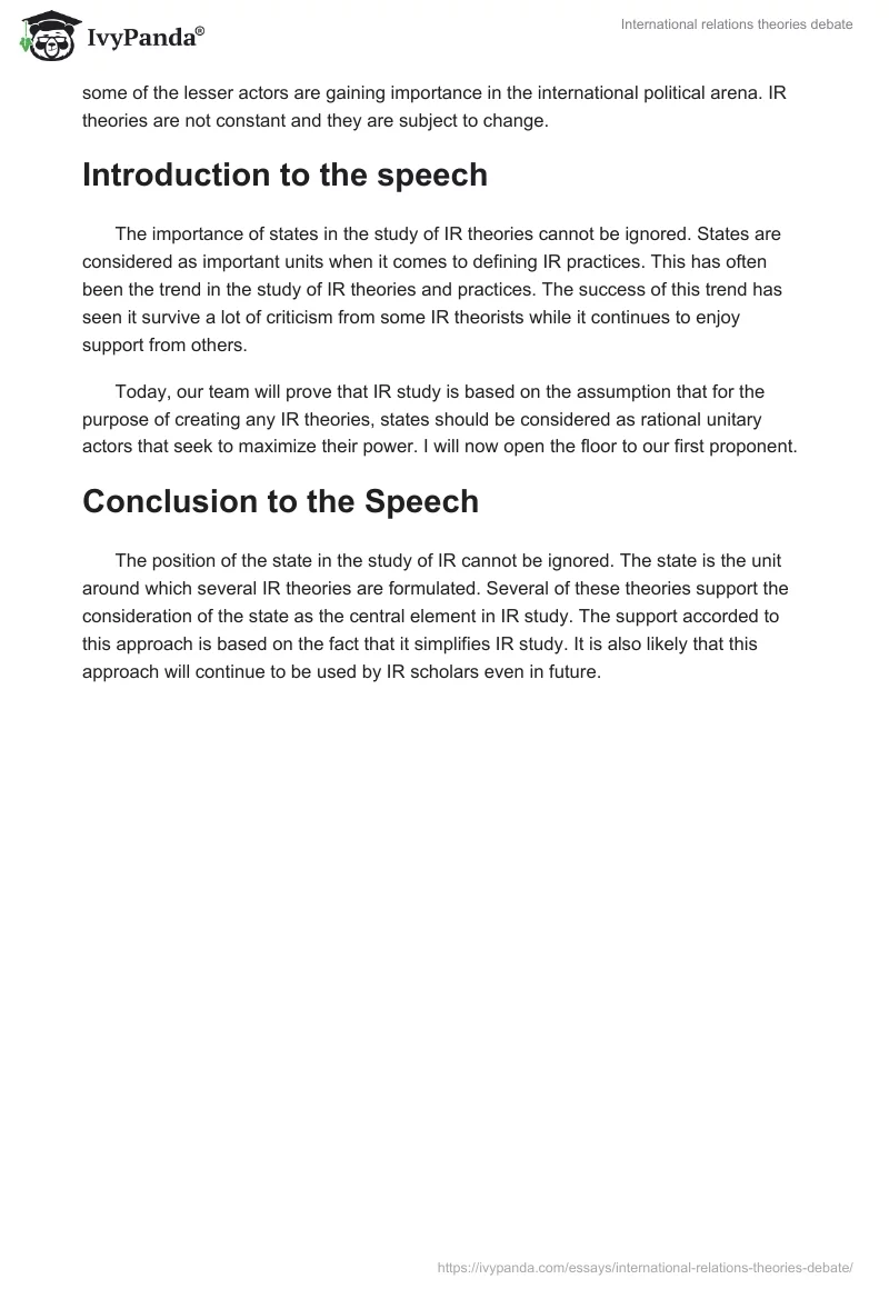 International relations theories debate. Page 5