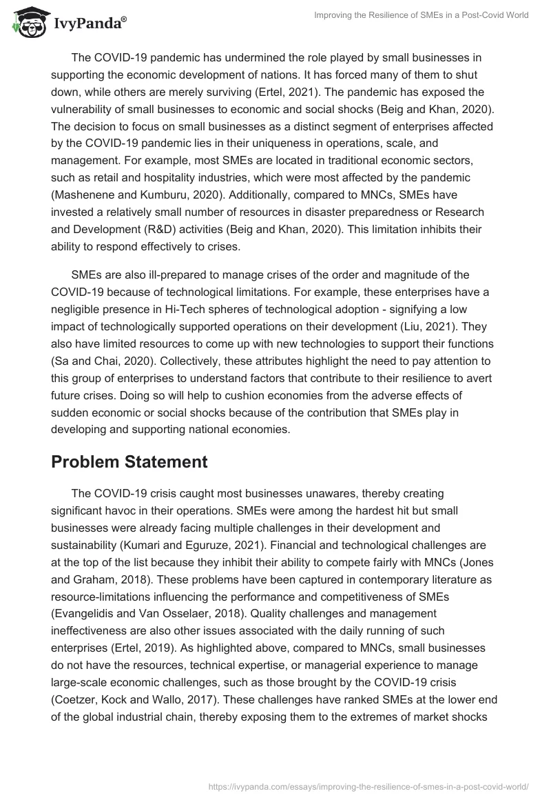 Improving the Resilience of SMEs in a Post-Covid World. Page 2