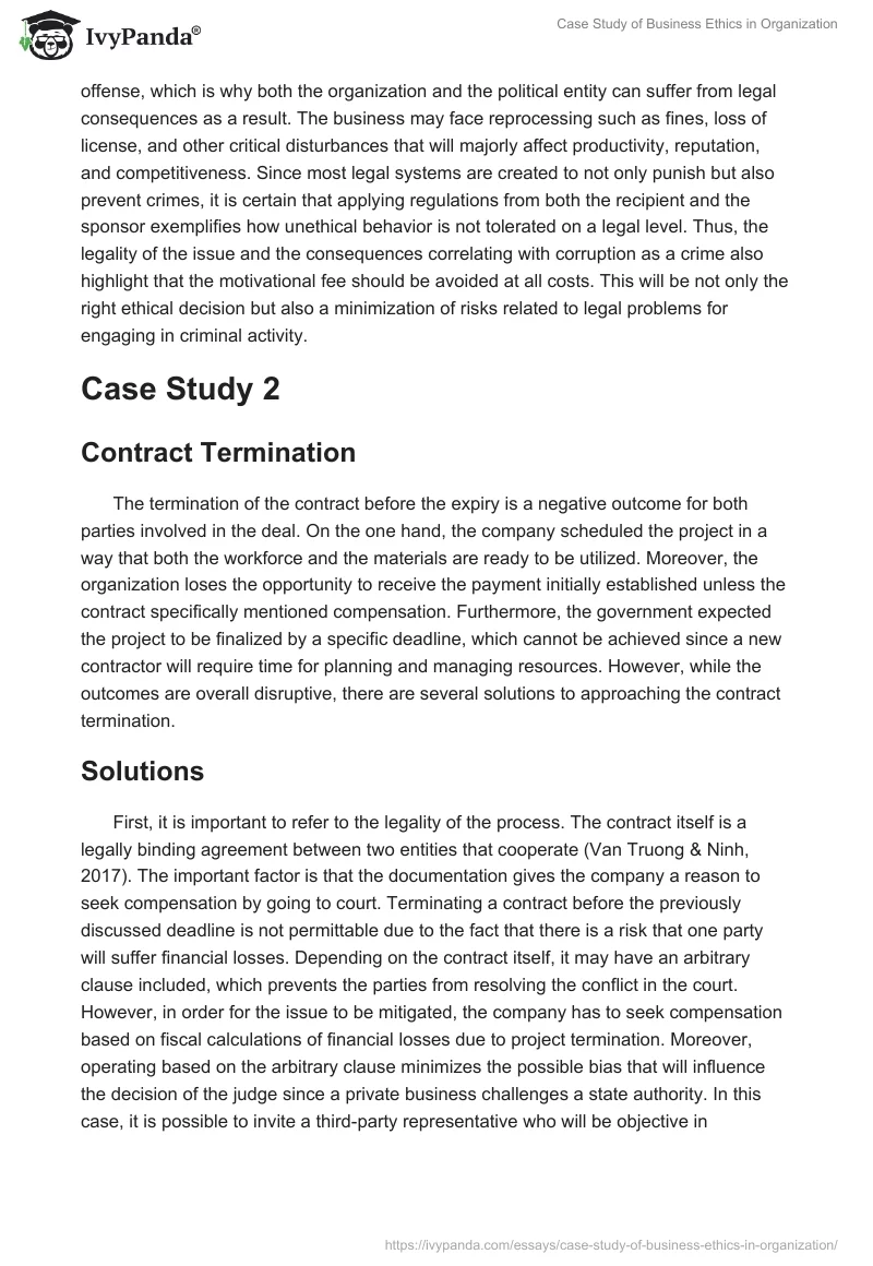 Case Study of Business Ethics in Organization. Page 3