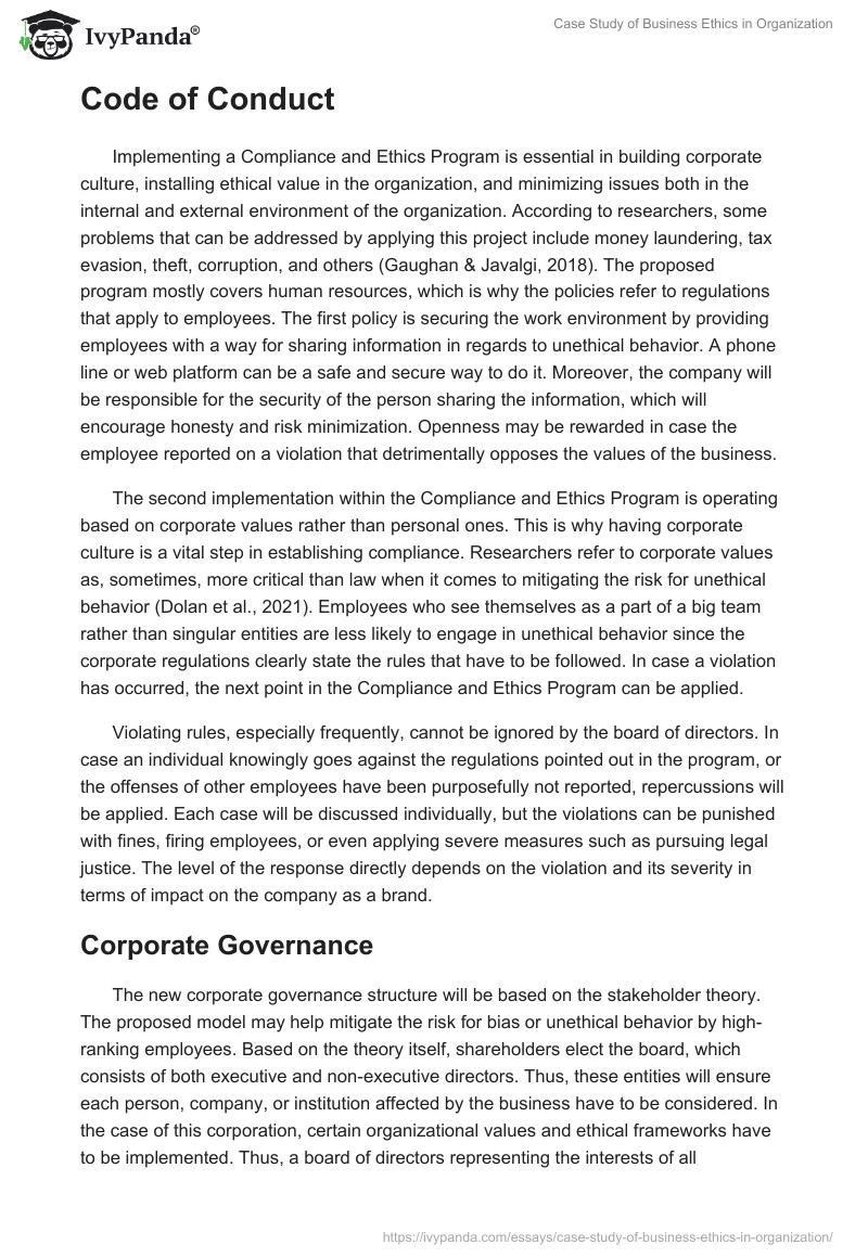 Case Study of Business Ethics in Organization. Page 5