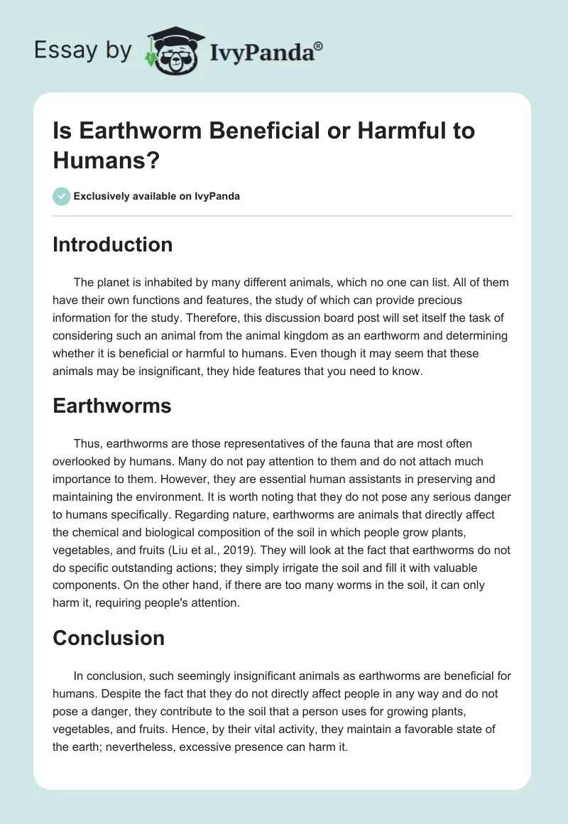 Is Earthworm Beneficial or Harmful to Humans?. Page 1