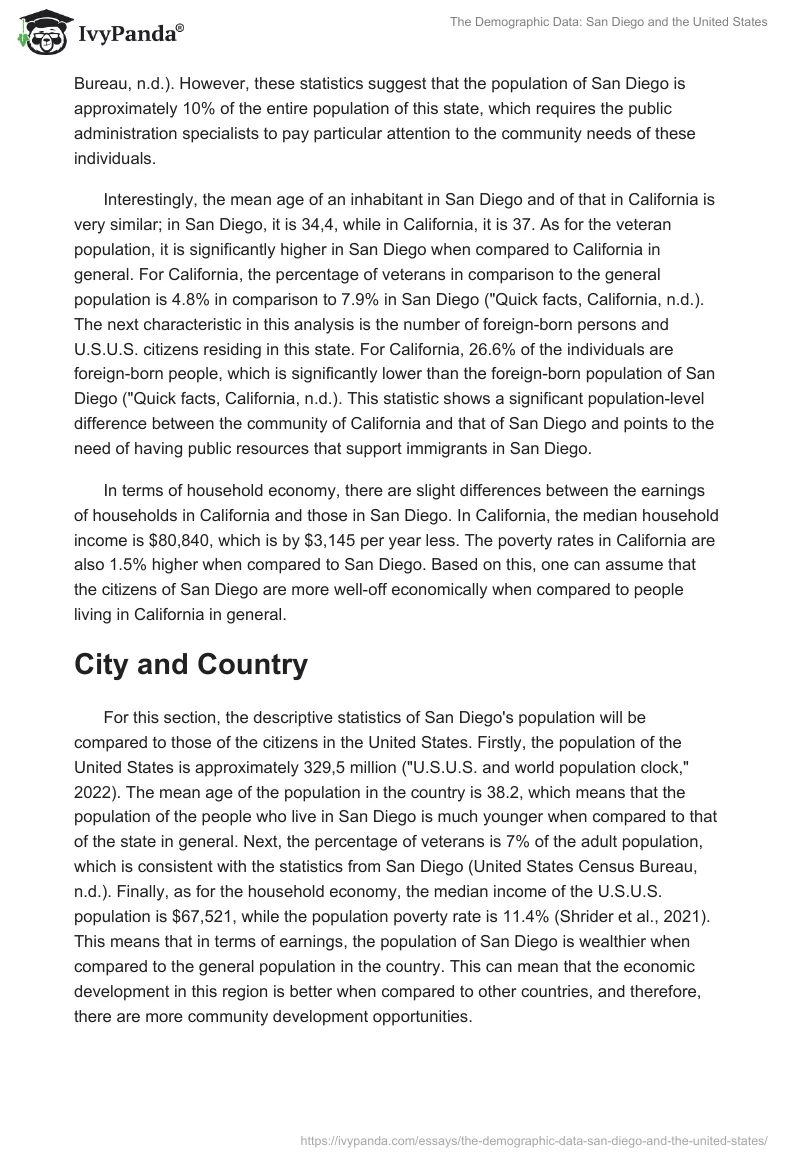 The Demographic Data: San Diego and the United States. Page 3