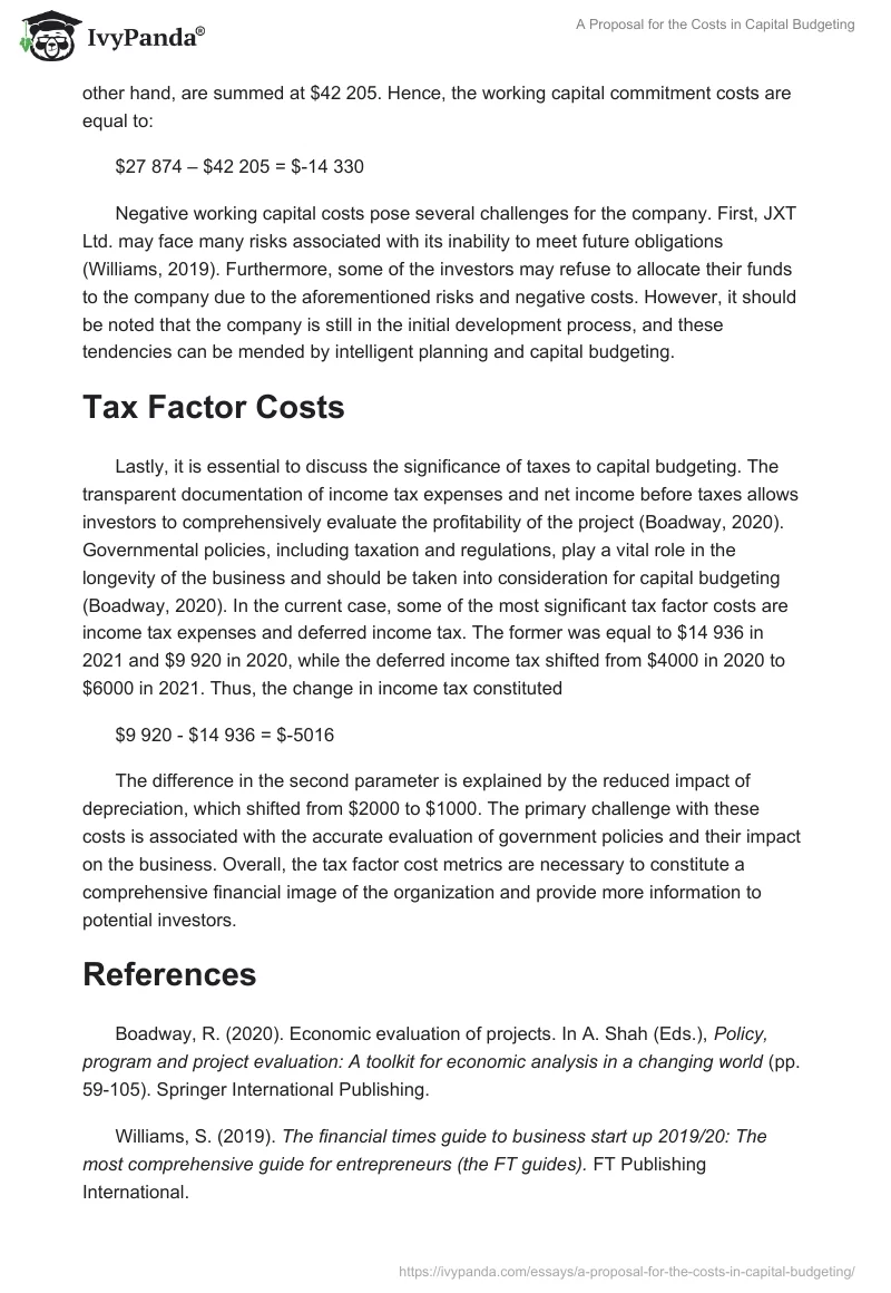 A Proposal for the Costs in Capital Budgeting. Page 2