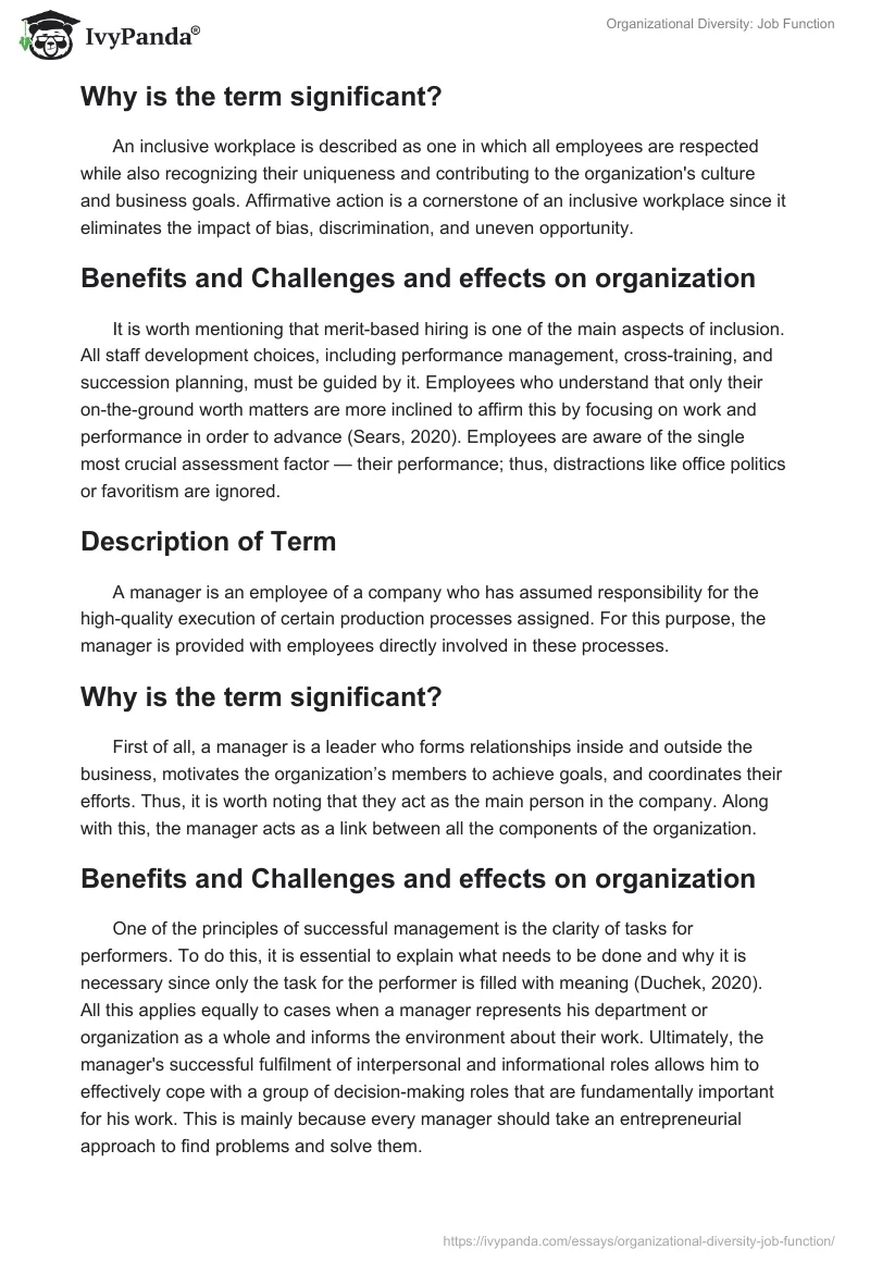Organizational Diversity: Job Function. Page 2