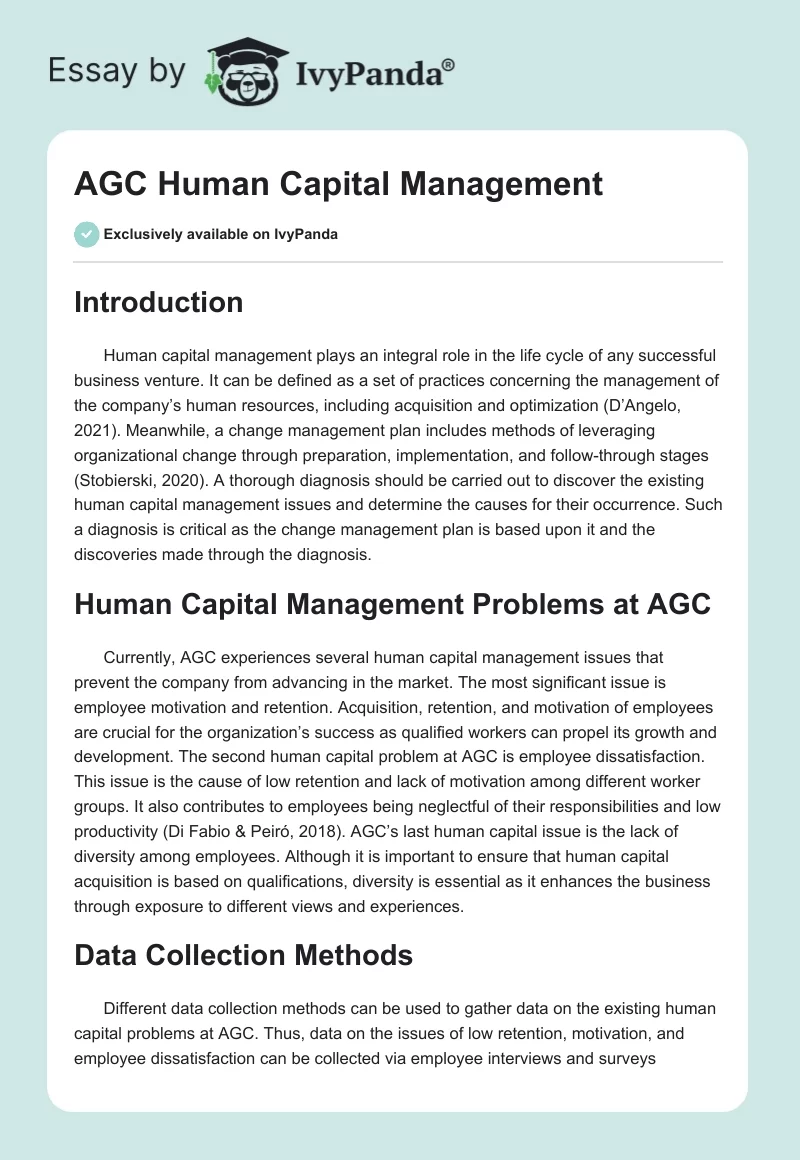 AGC Human Capital Management. Page 1