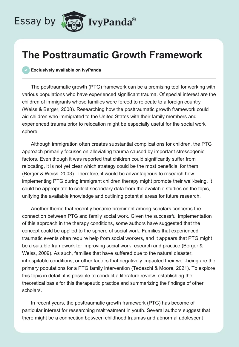 The Posttraumatic Growth Framework. Page 1