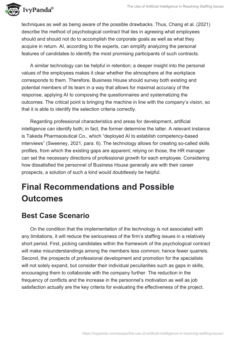 The Use of Artificial Intelligence in Resolving Staffing Issues. Page 5
