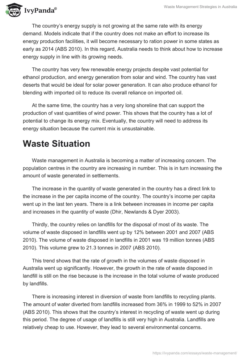 Waste Management Strategies in Australia. Page 2