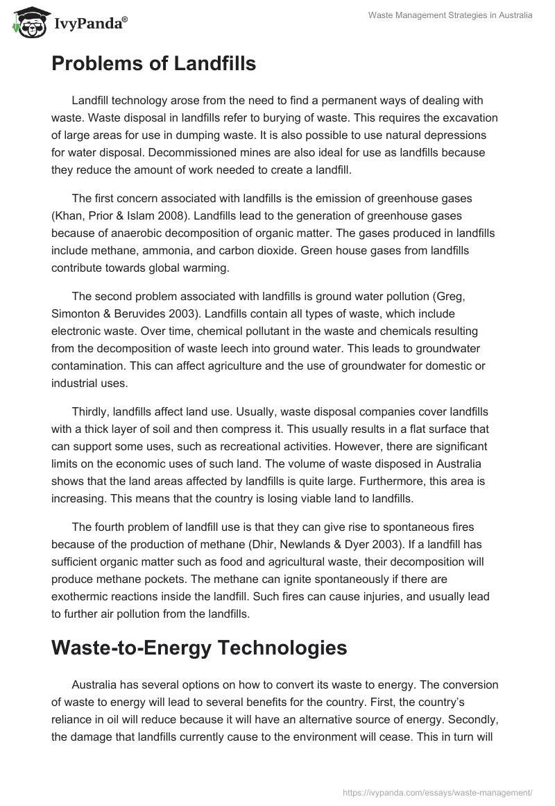 Waste Management Strategies in Australia. Page 3