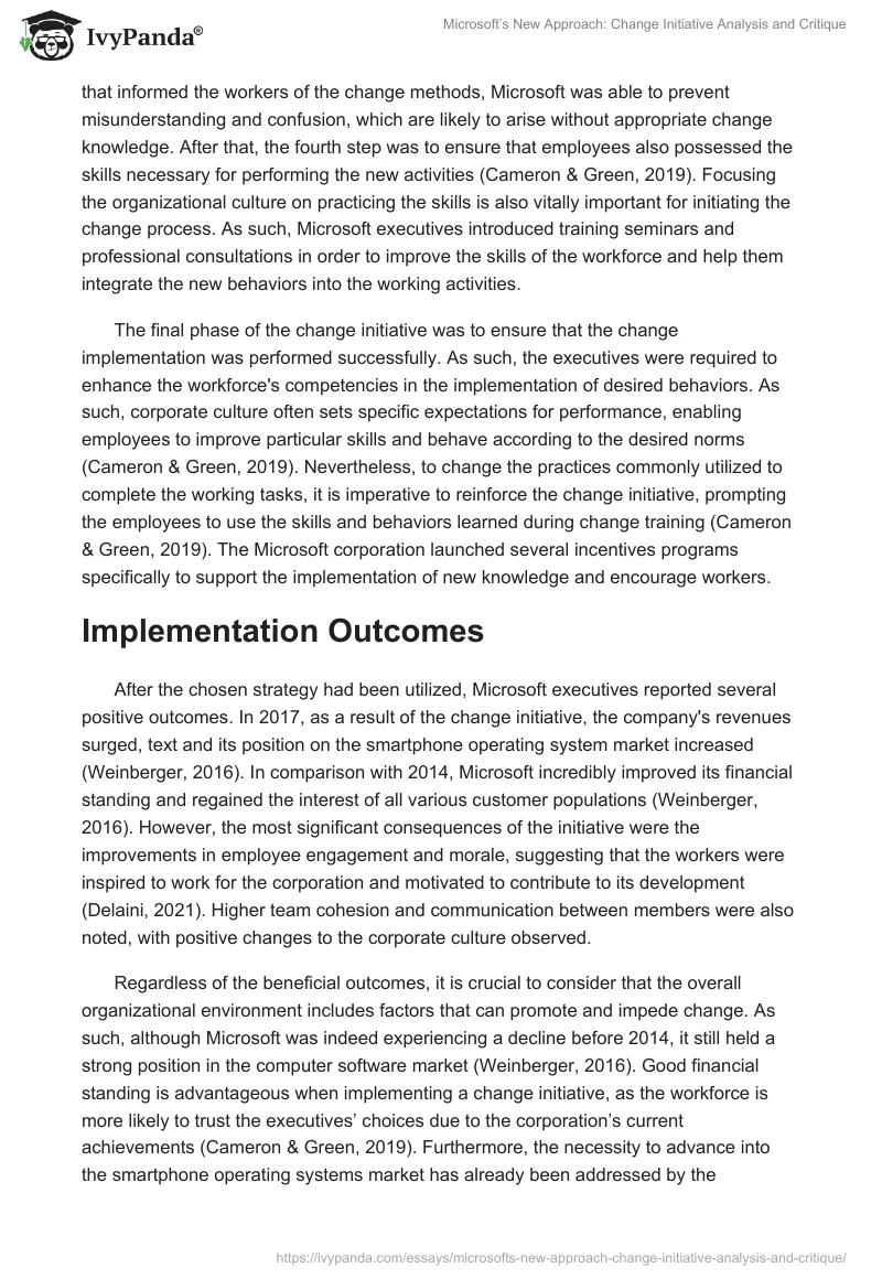Microsoft’s New Approach: Change Initiative Analysis and Critique. Page 3