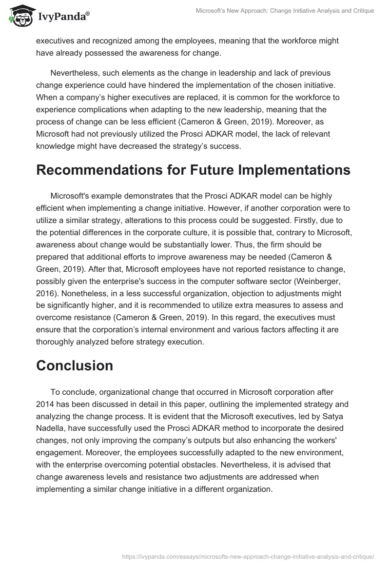Microsoft’s New Approach: Change Initiative Analysis and Critique. Page 4