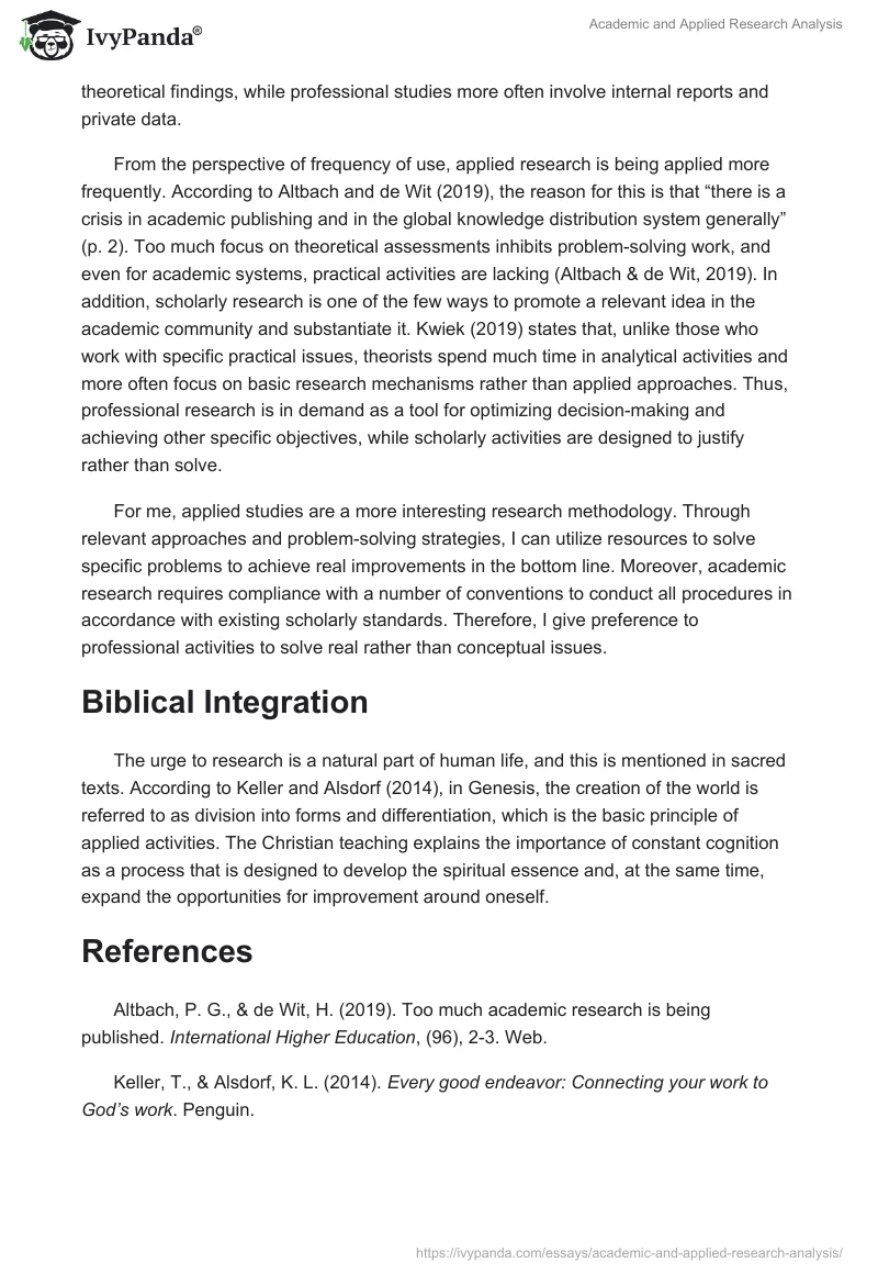 Academic and Applied Research Analysis. Page 2