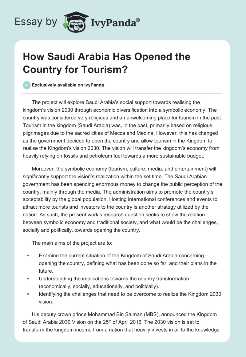 How Saudi Arabia Has Opened the Country for Tourism?. Page 1