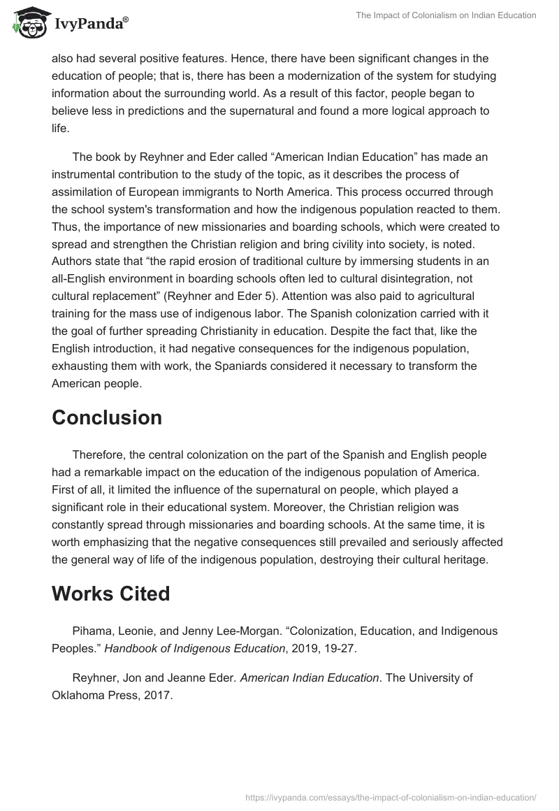 The Impact of Colonialism on Indian Education. Page 2