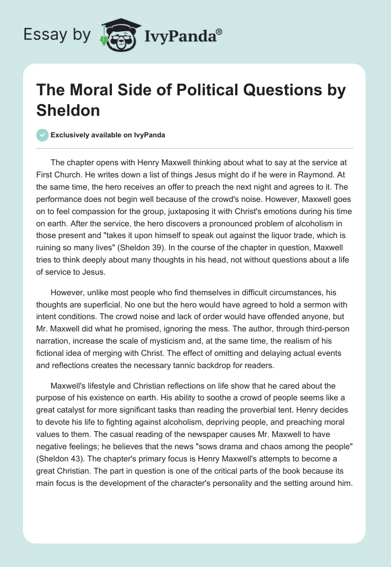 The Moral Side of Political Questions by Sheldon. Page 1
