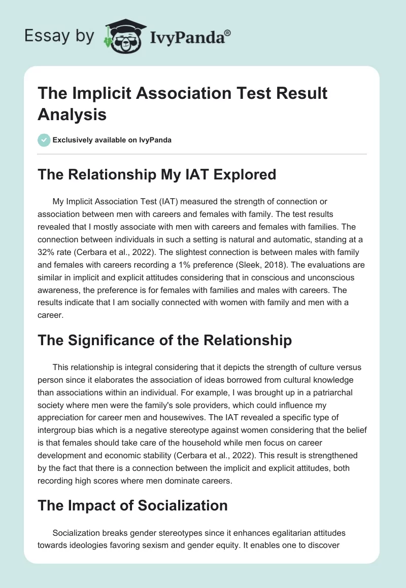 The Implicit Association Test Result Analysis. Page 1