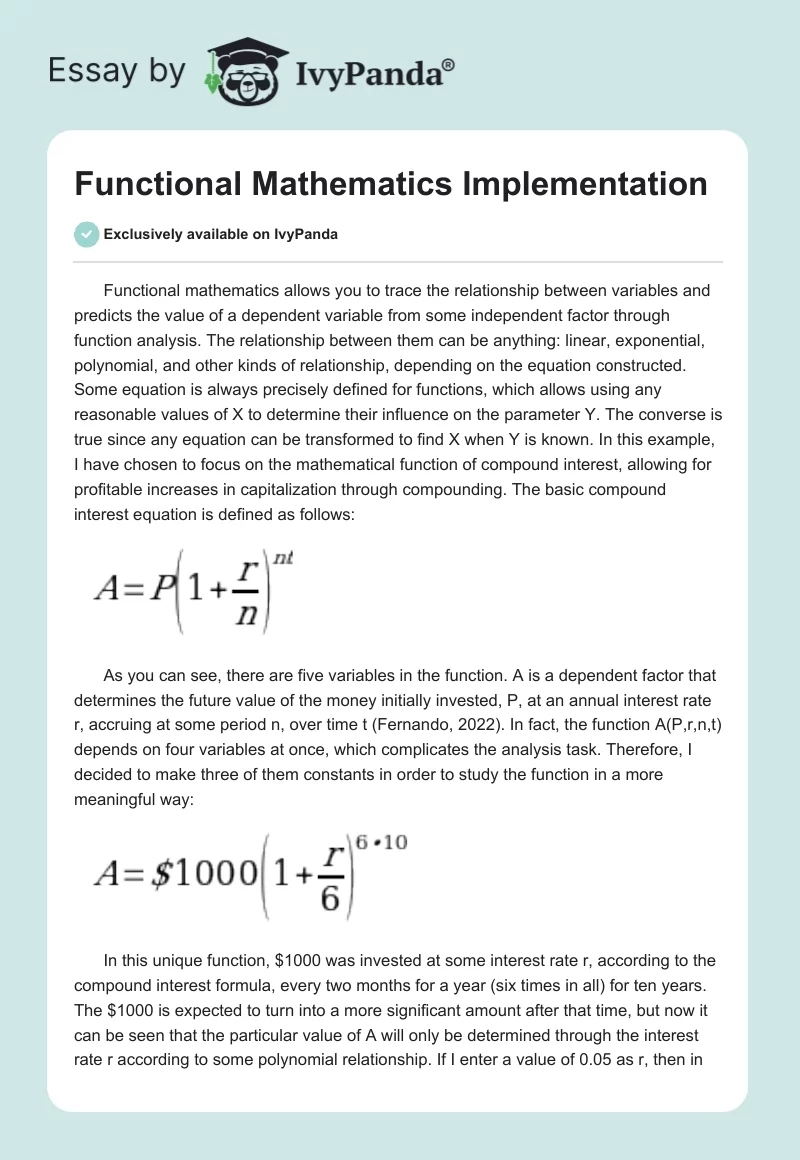 Functional Mathematics Implementation. Page 1