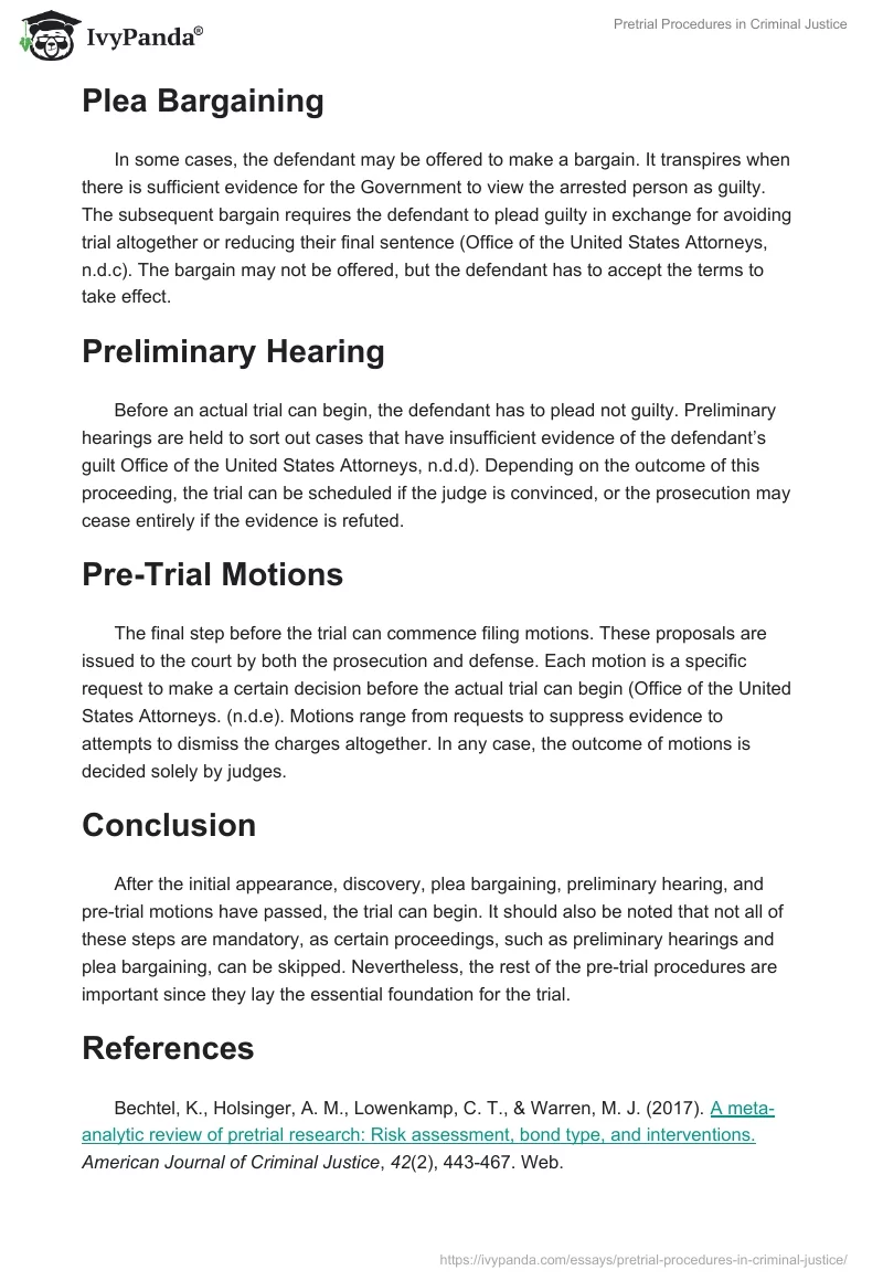 Pretrial Procedures in Criminal Justice. Page 2