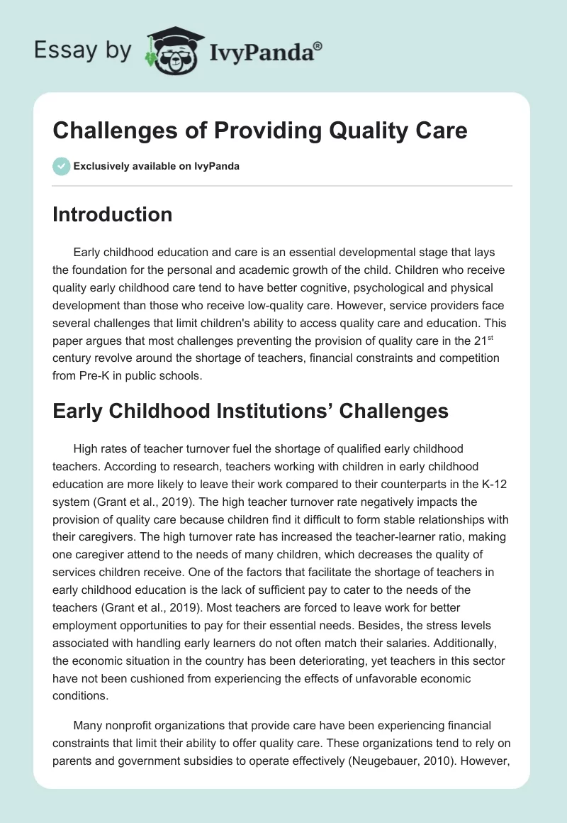 Challenges of Providing Quality Care. Page 1
