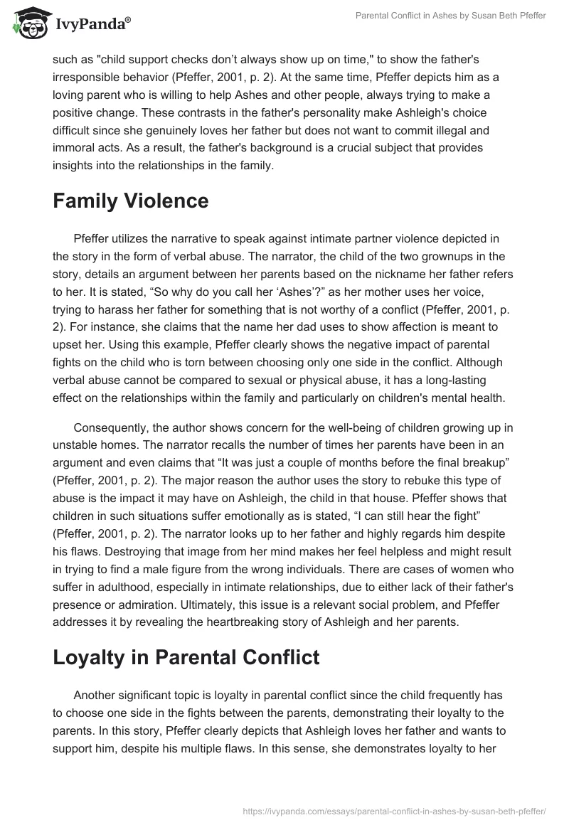 Parental Conflict in Ashes by Susan Beth Pfeffer. Page 2