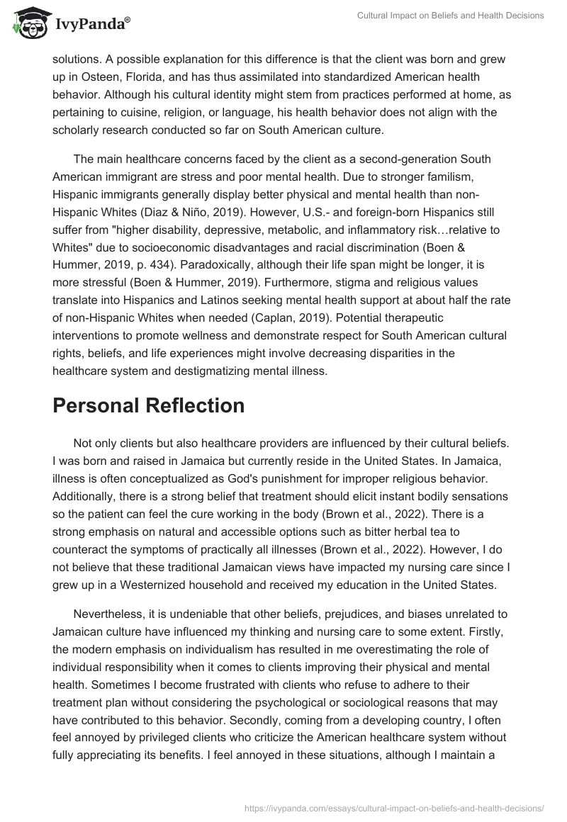 Cultural Impact on Beliefs and Health Decisions. Page 2