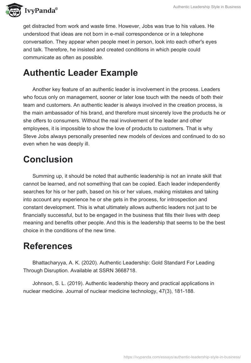 Authentic Leadership Style in Business. Page 2
