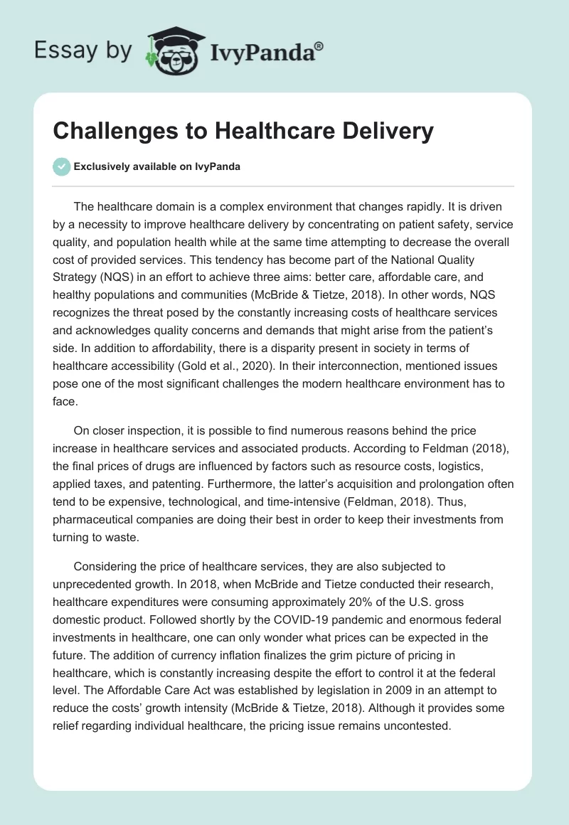 Challenges to Healthcare Delivery. Page 1