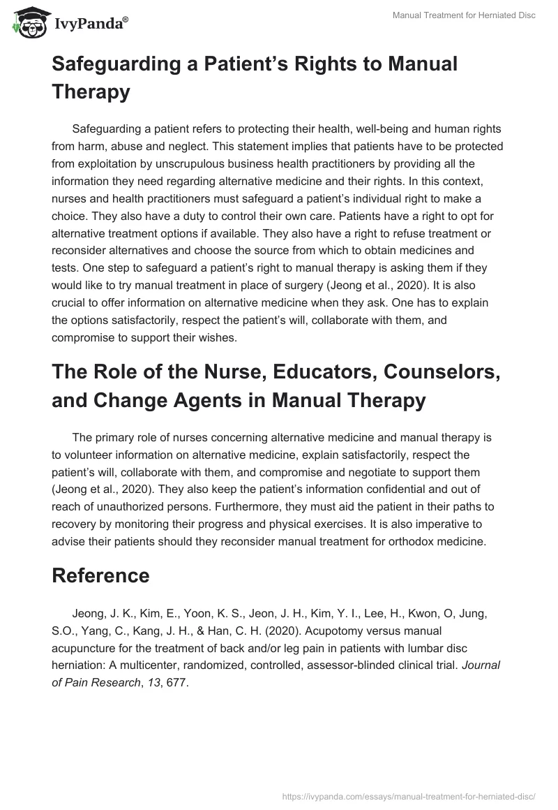 Manual Treatment for Herniated Disc. Page 2