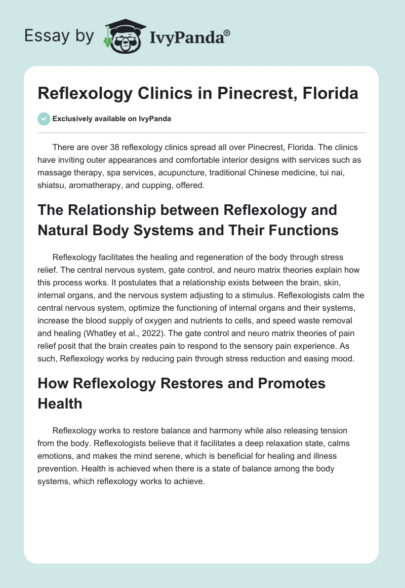 Reflexology Clinics in Pinecrest, Florida. Page 1