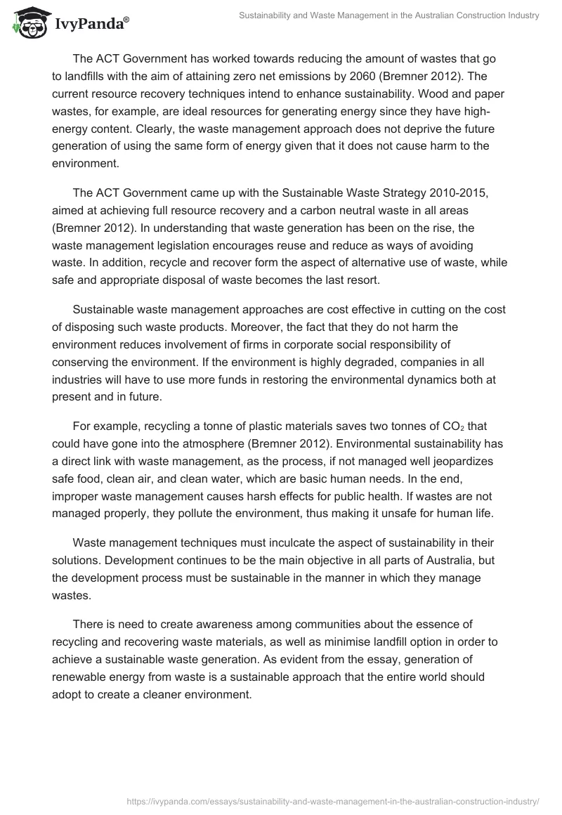 Sustainability and Waste Management in the Australian Construction Industry. Page 3