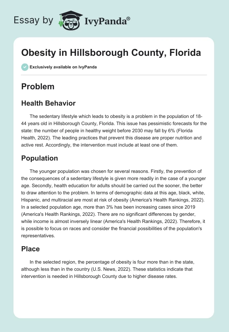 Obesity in Hillsborough County, Florida. Page 1