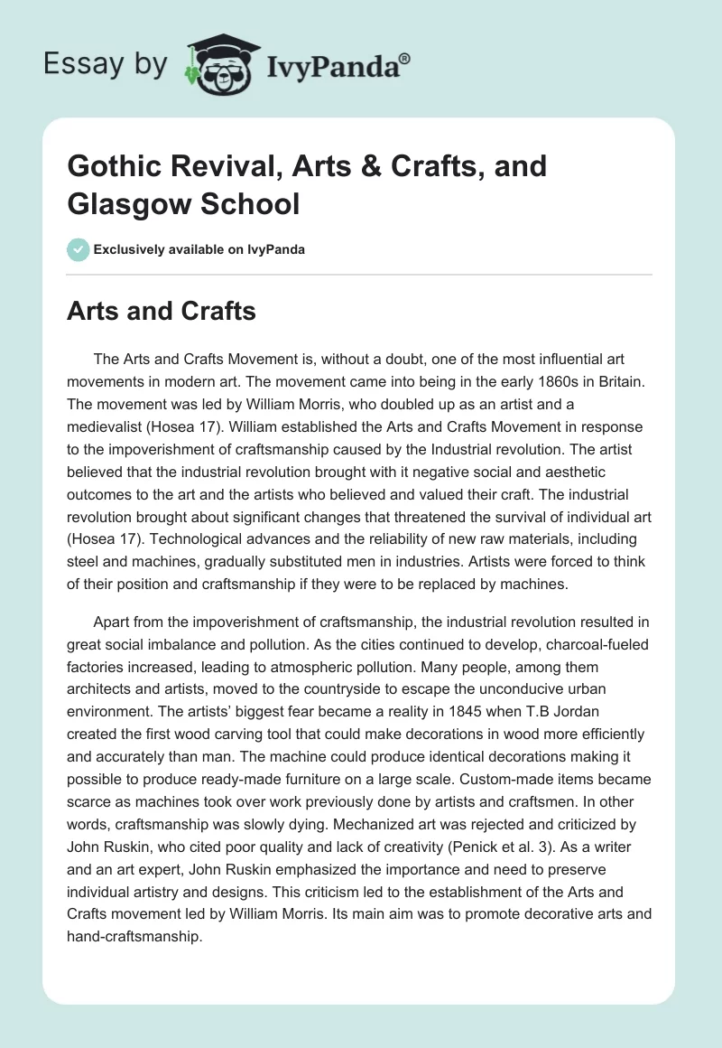 Gothic Revival, Arts & Crafts, and Glasgow School. Page 1