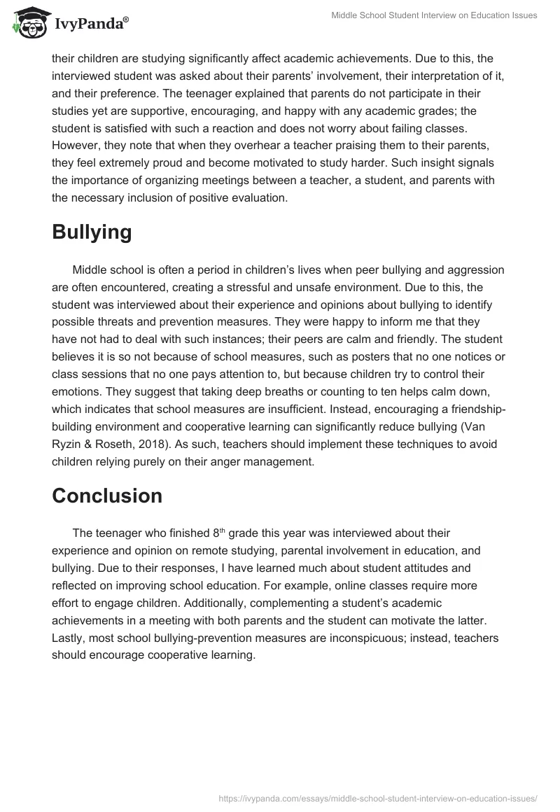 Middle School Student Interview on Education Issues. Page 2